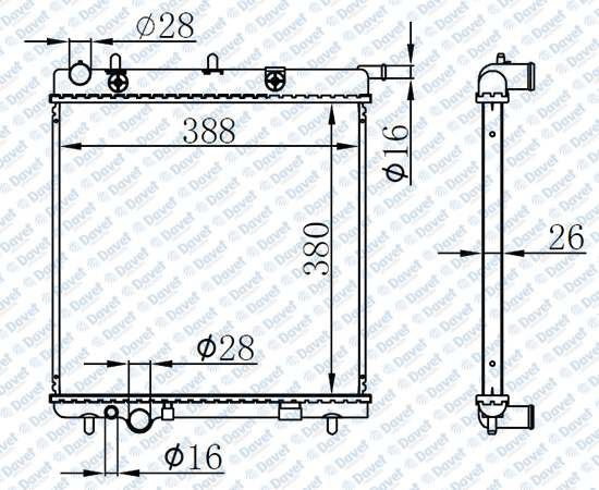 ORIS BCI038026 Motor Su Radyatoru Brazing C3 1.4i 02> 380×388x26  Otomatik Sanzuman